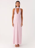 Alicia Satin Halter Maxi Dress - Baby Pink