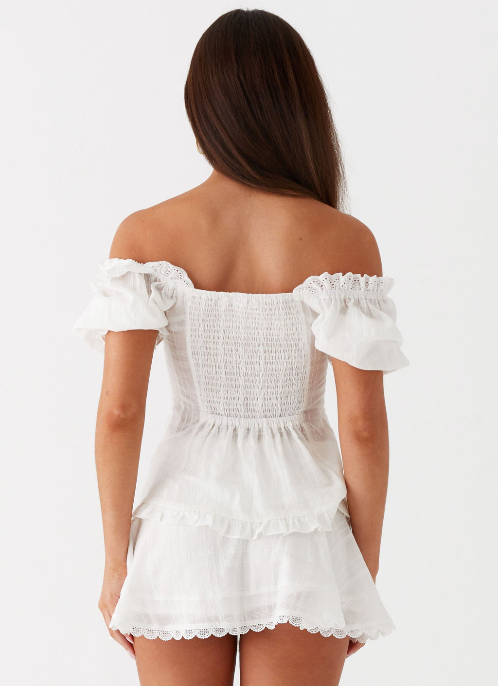 Hundred Percent Puff Sleeve Top - White
