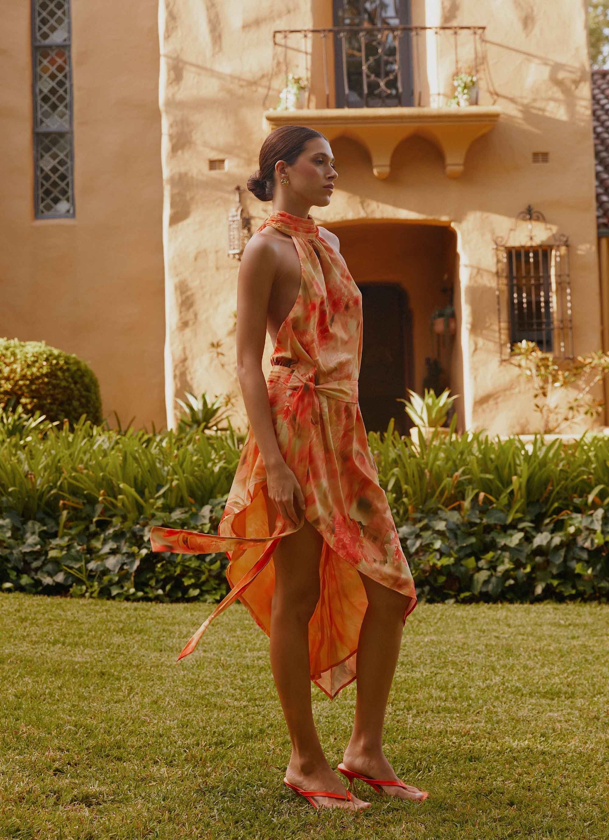 Lou Midi Dress - Sunset Floral