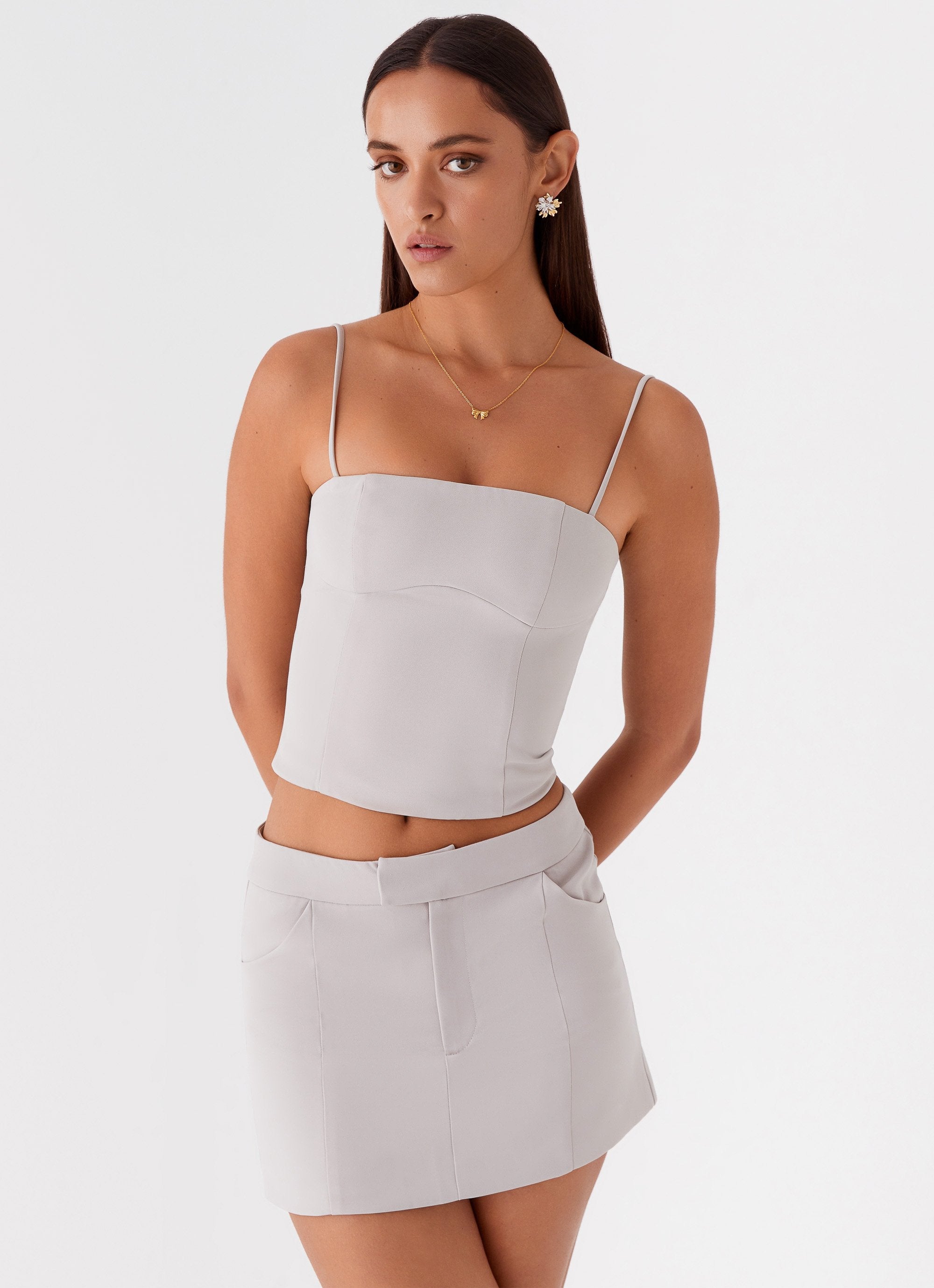 Eliana Suit Mini Skirt - Grey