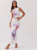 Waiting For Dawn Mesh Maxi Skirt - White