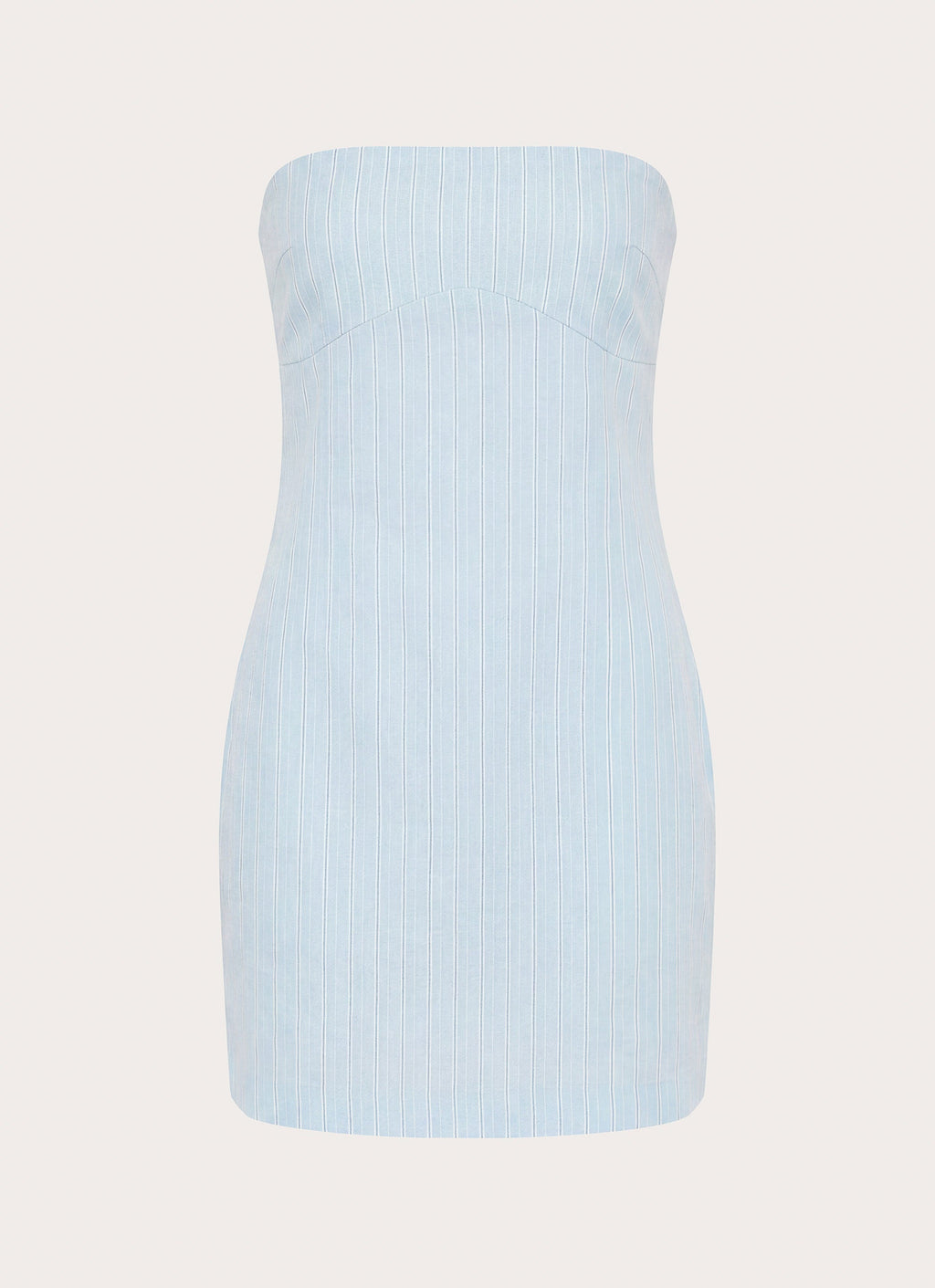 Reinna Cotton Strapless Mini Dress - Baby Blue Stripe