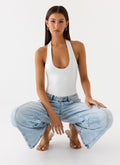 Set The Scene Halter Bodysuit - White