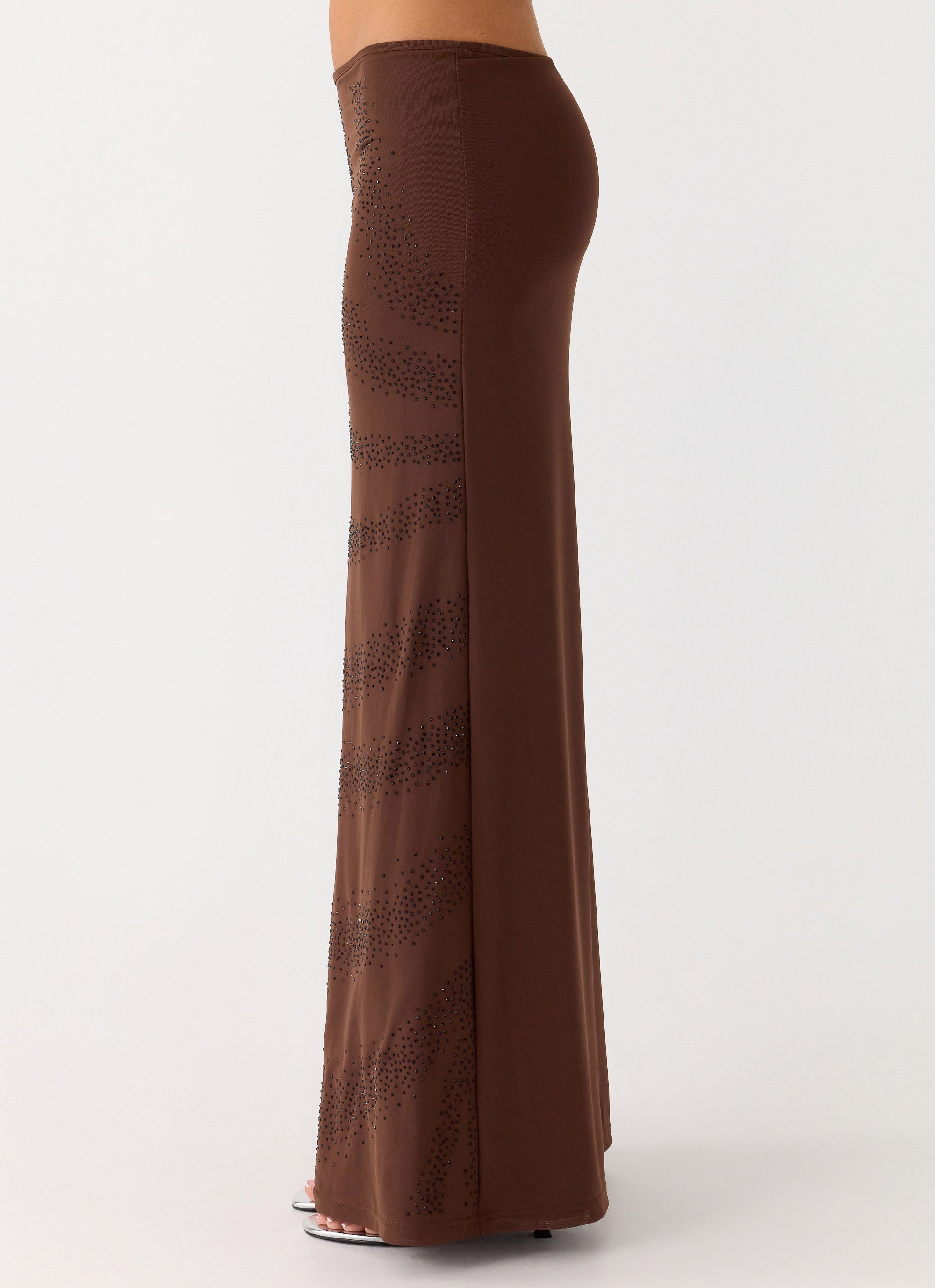 Sweet Sky Beaded Maxi Skirt - Chocolate